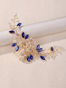 1pc Wedding Bridal Hair Comb, Elegant Bohemian Style Handmade Crystal & Pearl Hair Accessory For Wedding Dress Photo Shoot,Hair Accessories,Bride Hair Styling, Side Comb
