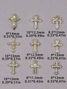 30pcs Punk Cross Nail Decoration Fashion Cool Girl Accessories Gold And Silver Random Mixed Set Nail Supplies Nail Accessories