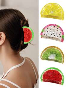 1 Kẹp tóc hình trái cây hoạt hình bằng nhựa PVC dành cho nữ, Phụ kiện tóc trang trí, Quà tặng sáng tạo cho bé gái Phụ kiện tóc thời trang Kẹp tóc thanh lịch mùa thu đông cho trang phục đi nghỉ cho phụ nữ - Nhiều màu - Xem 3