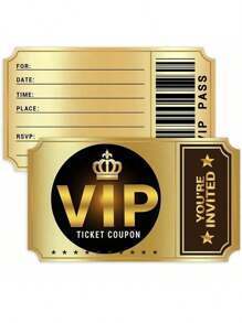 24pcs (12pcs Cards + 12pcs Envelopes) Double-Sided Designed Birthday Party Invitations With Envelopes, Movie VIP Party Invitations, Baby Shower Invitations, Gifts For Party, Wedding, Holiday (Gold And Rose Red)