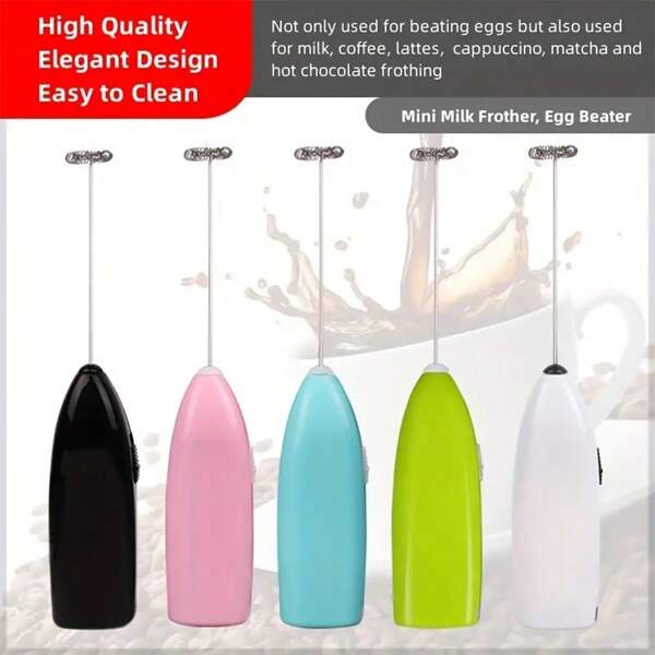 1pc Random Color Electric Hand Mixer, Stainless Steel Handheld Electric Beater, Home Baking Tool, Cream Egg Mixer, Multi-Function Whisk Tool, Milk Frother, Kitchen Appliance (Batteries Not Included)