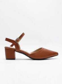 Wide Fit Ladies' Spring/Summer New Peep Toe Pointed Stiletto Sandals, Fashion Versatile Low Heel Backstrap Outdoor High Heels