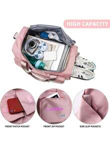 1pc Women Personalized Sports Gym Bag, Multi-Function Travel Duffel Bag With Shoe Compartment & Wet Dry Pocket, Fashionable Versatile Shoulder Bag, Large Capacity Multi-Pocket Storage Bag, Luggage Strap, Embroidered Custom Name/Initial,All-Purpose,Large Capacity,Versatile,Multifunction,Colorful,Cute,Adorable,Contracted,Funny,Kawaii,Y2K,Minimalist,Commuting,Business Casual,Basics,Custom,Personalized,Unique,Customized,Ideal Gifts For Him,Ideal Gifts For Her,Her,Family,Friends,Girlfriend,For Anniversaries,For Birthdays,For Holiday/ Vacation,For Outdoors/Outings/Travel/Hiking/Stadium/Sports/Climbing,For Business/Commute/Work/Office,New Year Glamour ,Travel Organizer - Multicolor - View 6
