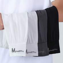 1 Pair Of UV Protection Cooling Arm Sleeves For Men And Women - Breathable Half-Finger Sun Protection Arm Sleeves With Sweat-Absorbing Fabric, Non-Slip Elastic Cuffs, Suitable For Outdoor Sports, Hiking, Running (Black/White) - Dark Grey - View 7