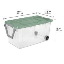 Extra Large Storage Bin, 40 Gallon Plastic Storage Bin With Wheels, Handle, Black, 2 Pack - trong suốt/xanh lá cây - Xem 3