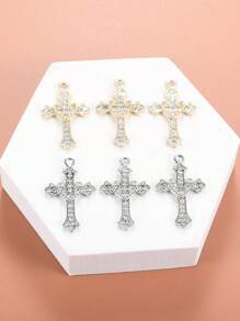 20 Pcs Rhinestones Alloy Cross Religious Virgin Our Lady Of Guadalupe Mary Rosary Beads Charms For DIY Necklace Bracelet Making