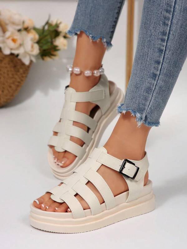 Women Thick Sole Bohemian Buckle Fashion Sandals, Casual Beach Shoes