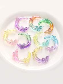 6 件随机丙烯酸 UV 涂层纯色星星、月亮、蝴蝶结珠 DIY 手机挂绳、钥匙扣、装饰配件 - 彩色 - 查看 12