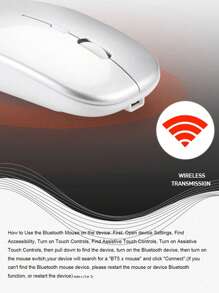 Souris sans fil Bluetooth rechargeable double mode lumineuse, charge silencieuse pour ordinateur portable, bureau et jeux