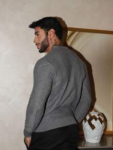 Knitted Sweater Men's Sweater Tops Chic Cold Weather High Quality Autumn Winter Long Sleeve Pullover - 灰色 - 查看 6
