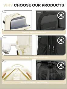 40x20x25厘米大号男女通用旅行背包，商务笔记本电脑背包，符合航空公司登机尺寸标准，防水设计，多功能设计，带独立鞋仓，适合学生、职场人士及返校季使用 - 米色 - 查看 6