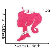 Accesorio de ropa en forma de parche de tela creativo, al por mayor, con diseño de joyería personalizada de princesa rosa inglesa de dibujos animados linda
