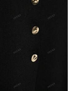DEEKA New Women's Fashionable Casual European & American Style Golden Button Sleeveless Knitting Cardigan Vest