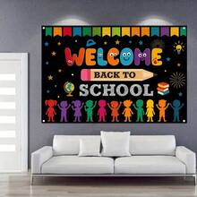 1 pieza, Fondo de anuncio decorativo de bienvenida de vuelta el primer día - Multicolor-6 - Ver 3