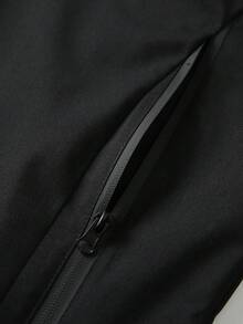 新款男士冬季保暖内衬休闲夹克，时尚户外连帽厚外套，秋季 - 黑色 - 查看 7