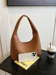 女士休闲简约大容量轻便多功能腋下单肩包 - 棕色 - 查看 12