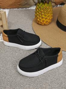 1 Pair Unisex Children Slip-On Comfortable Stitched Casual Flat Sports Shoes, Suitable For All Seasons