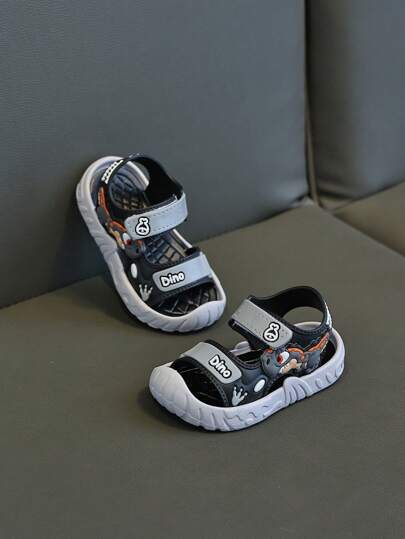 Sandalias deportivas para niños de verano 2025 con diseño de dinosaurio, antideslizantes, transpirables y de moda para playa y actividades al aire libre