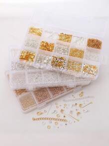1260 Pcs Metal Accessories Material Set, Including Spacer Beads, Lobster Clasps, Jump Rings, For DIY Bracelet, Necklace, Earring, Ear Hook, Bead Making Tools