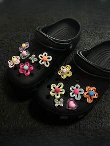 12件/套 立体花朵 透明镂空 多色DIY树脂装饰品 适合搭配木屐 - 淺粉色 - 查看 3