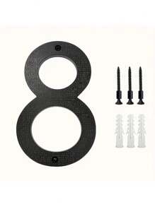 Números de dirección modernos en 3D, negros e impermeables - Placas de puerta exteriores de fácil instalación para el hogar, el garaje y el buzón, de 8" | Plástico resistente, resistente a la intemperie, fácil instalación, decoración moderna del hogar, señalización resistente a la intemperie | Placas de dirección modernas | Números resistentes a la intemperie, decoración de pared exterior