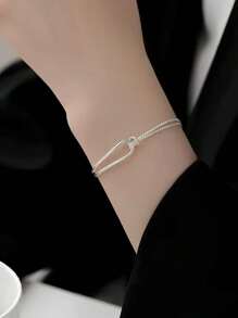 Conjunto de 2 piezas de pulsera elegante y geométrica simple para mujeres. Pulsera de plata de ley, cómoda de llevar, diseño retro y sexy, adecuada para uso diario y de fiesta, es un regalo de cumpleaños para mujeres fashionistas.