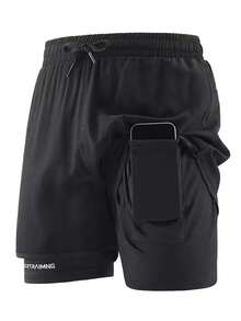 女士运动短裤，速干训练短裤，带内置内衬，适合羽毛球、骑行、锻炼、跑步、健身等户外运动，黑色夏季款 - 黑色 - 查看 3