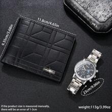 2 pièces/set, ensemble portefeuille élégant mode affaires pour homme, comprenant 1 portefeuille d'affaires pratique + 1 montre de sport haut de gamme. Idée de cadeau romantique pour petit ami, père ou famille. Cadeau de vacances digne. Portefeuille anti-vol en PU de couleur unie, convient pour toutes les saisons et les vacances. Cadeau de couple.