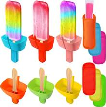 Set de 8 piezas de soportes y fundas para paletas heladas, soporte de paletas de silicona con pajita y fundas de neopreno reutilizables para evitar derrames y que las manos se congelen, ideal para niños pequeños