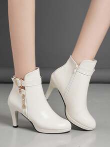 Botines de tacón fino para mujer, con cremallera lateral, botas de tacón alto de moda, puntera afilada, sexys, de tacón alto minimalistas, de estilo europeo y americano, populares para el invierno