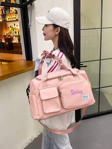 1pc Women Personalized Sports Gym Bag, Multi-Function Travel Duffel Bag With Shoe Compartment & Wet Dry Pocket, Fashionable Versatile Shoulder Bag, Large Capacity Multi-Pocket Storage Bag, Luggage Strap, Embroidered Custom Name/Initial,All-Purpose,Large Capacity,Versatile,Multifunction,Colorful,Cute,Adorable,Contracted,Funny,Kawaii,Y2K,Minimalist,Commuting,Business Casual,Basics,Custom,Personalized,Unique,Customized,Ideal Gifts For Him,Ideal Gifts For Her,Her,Family,Friends,Girlfriend,For Anniversaries,For Birthdays,For Holiday/ Vacation,For Outdoors/Outings/Travel/Hiking/Stadium/Sports/Climbing,For Business/Commute/Work/Office,New Year Glamour ,Travel Organizer - Multicolor - View 10