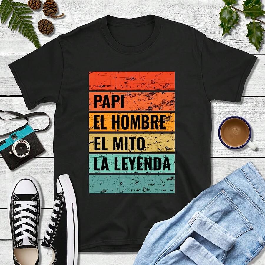 Papi Dia Del Padre, Papa El Hombre El Mito La Leyenda T-Shirt Regalo Dia Del Padre Papa Father's Day T-Shirt220G Cotton T-Shirt For And Wo – Heavyweight Yet Soft, Designed For Everyday Wear, Work, Street Style, Or Lounging At Home – Combines Minimalist, Retro, And Urban Fashion – Perfect Gift For Birthdays, Days, , Family, Or Yours Tops For Wo Vintage Clothes Wo Clothes Wo Vintage Wo Tops Mujer Cute Tops Wo Cotton Wo Clog Halloween Camisas Summer Clothes Wo Casual Punk Western Tops Wo Fourth Of July Outfit Kpop Cowboy Outfits For Wo Ry Ropa 100% Cotton Y2k Ing Cute Gothic Wo Clothes Black And White Top Vintage Tops Cloth For Wo White Goth Inawly Retro Clothes For Wo Korean Fashion Wo Camisas Para Mujer - Black - View 1