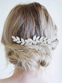 1 Peça Pente de Cabelo com Design de Folha Elegante e Brilhante com Strass, Acessório de Moda Estilo Boho para Noivas, Madrinhas, Festas, Casamentos, Uso Diário