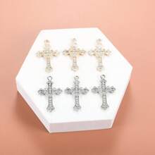 20 Pcs Rhinestones Alloy Cross Religious Virgin Our Lady Of Guadalupe Mary Rosary Beads Charms For DIY Necklace Bracelet Making