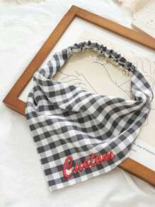Personalized Plaid Dog And Cat Headscarves With Elasticity - Customizable Pet Scarves, Stylish And Comfortable - Perfect As Dog Gifts. Features Include Plaid Headscarves, Dog Themes, Retro, Casual, Unisex, Old Money Style, Fashionable, Cute, Customizable, Personalized, Unique. Ideal Customized Gifts For Him Or Her, Suitable For Pets And Summer Use.