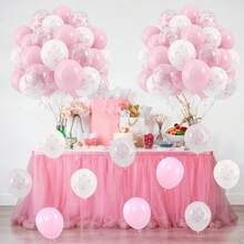 45/90 个 12 英寸浅粉色和透明白色蝴蝶结印花气球，适合女孩生日派对、单身派对、蝴蝶结主题生日、迎婴派对、新娘送礼会、婚礼、周年纪念装饰、女孩生日装饰、迎婴派对装饰、性别揭晓、迎婴派对礼物 - 粉色 - 查看 7