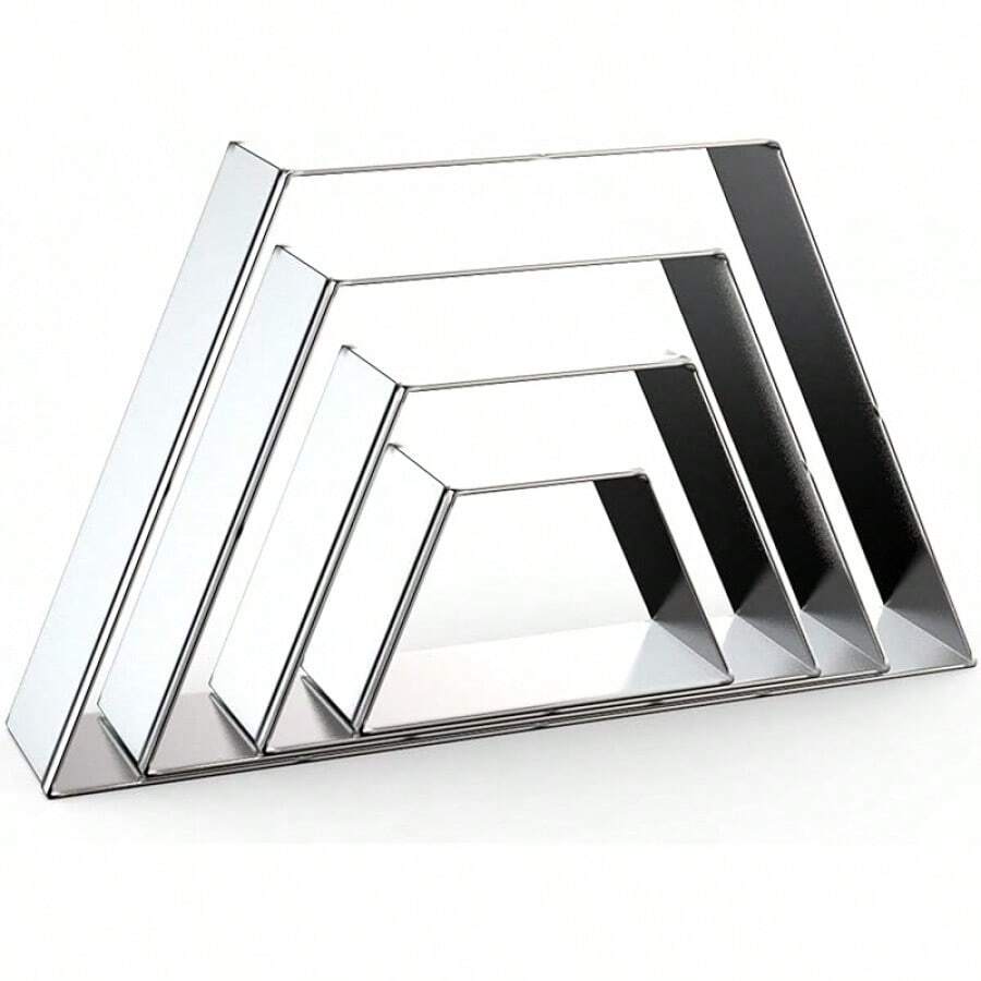 Pizza Slice Cookie Cutter Set Large - 5 Inch, 4 Inch, 3 Inch, 2 Inch - Geometric One-Eighth Circle Candy Corn Geometric Cookie Cutters Shapes Molds - Stainless Steel - Trapezoid - View 1