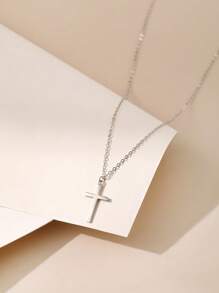 1 pièce Collier pendentif Croix en Argent Sterling 925, Boîte Cadeau de Bijouterie pour Femme