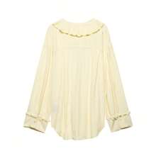 Robe blouse ample d'été à col V style papillon pour femmes, tenue de mode française, jaune beurre