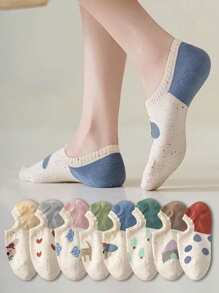 1/3/6/8/12/20/30 Pairs Women Ankle Socks, Summer Thin Breathable Cartoon Short Socks, Invisible Non-Slip Shallow Mouth Socks, Suitable For Daily Use