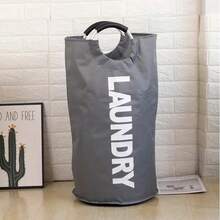 Cesta de Ropa Sucia de Tela Oxford de Gran Capacidad, Cesta de Lavandería Plegable para el Hogar, Bolsa de Almacenamiento para Lavandería y Dormitorio - Caqui - Ver 7