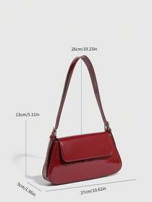 极简方形包、带镜子的粉盒包、法棍包、Y2K 宝贝单肩/腋下包、翻盖小包、多功能休闲小包 - 酒紅色 - 查看 3