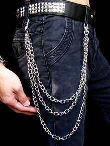 1件时尚嘻哈朋克街舞腰链，闪亮吊坠，男女通用耐用牛仔裤链，适合日常佩戴 - 褲鏈 - 查看 4