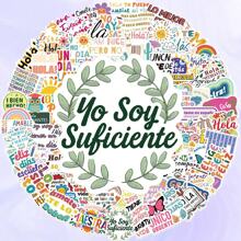 50PCS Spanish Phrases Cartoon Doodle Waterproof PVC Stickers, Asymmetrical Shape Matte Finish Self-Adhesive, Disposable, Suitable For Luggage, Skateboard, Guitar, Water Bottle - Iberian Theme Decal School Supplies,Back To School