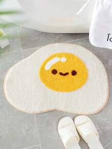 1pc Cartoolike Fried Egg Design Shaggy Area Rug, Soft Plush Carpet For Living Room, Bedroom, Kitchen, Holiday Decoration, Suitable For All Seasons, Indoor Use - Multicolor - View 2