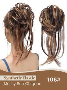 Synthetic Hair Bun Chignon Messy Curly Hair Band Elastic Scrunchy False Hair Pieces For Women Hairpins Black Brown Synthetic Elastic Curly Messy Bun Hairpieces Scrunchie Black Blonde Brown Natural Fake Hair Chignon Band Updo Donut For Women - Multicolor - View 13