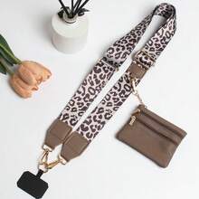 豹纹肩带，可调节长度手机挂绳，肩带，适合行李箱、手提包、单肩包和其他配件旅行必需品旅行配件假期暑假返校 - 咖啡棕 - 查看 2
