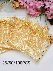 25/50/100PCS Eyelash Gauze Bags, Gift Packaging Bags, Gift Bags, Home And Daily Necessities, Festival And Party Supplies, Wedding Supplies, Gift Decoration Packaging, Nylon Bags, Jewelry And Accessory Packaging, Gift Hanging Bags, Beauty Bags, Skin Care Bags,