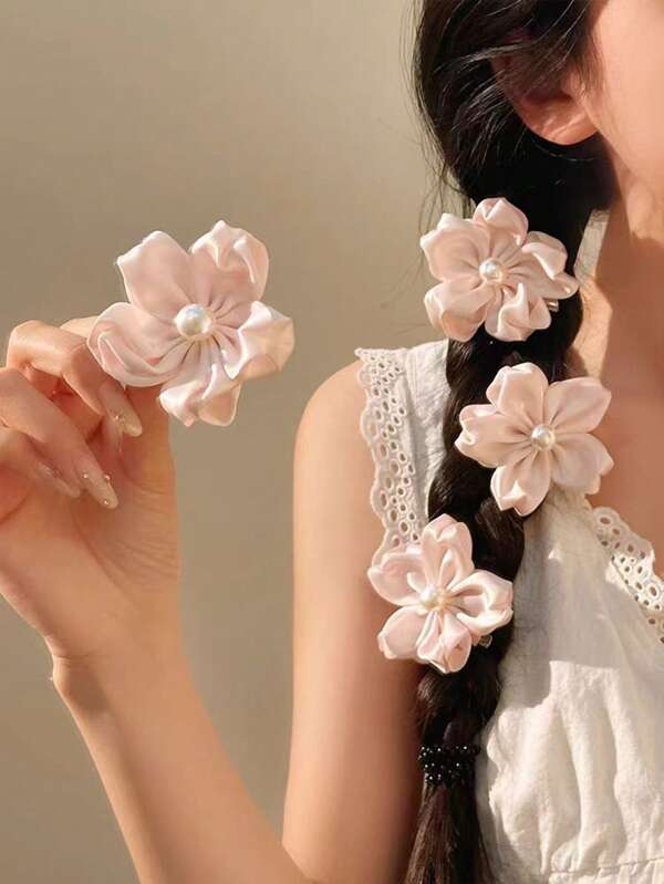 2pcs Romantic Cherry Blossom Faux Hair Clip & Brooch Pin Set, Elegant Hair Accessory, Sidebangs Clip, Floral Hairpin ,Summer Accessoires ,Travel, Claw Clips, Duckbill Clip, Clips For Hair, Hair Slide, Hair Claws