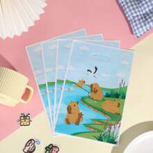 30/50/100pcs-Capybara Pattern Tote Bags, Cartoon Gift Bags, Cute Animal Theme Plastic Shopping Bags, Durable Plastic Gift Bags With Handles, Suitable For Baptismal Party Supplies, Birthday Party Packaging Bags, Anniversary Party Decoration